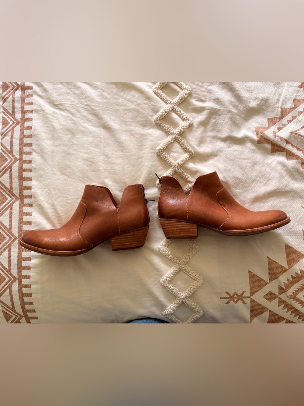 Kork-Ease Women's Cognac Leather Cutout Ankle Booties